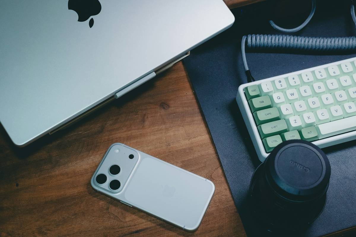 Best tech gadgets for home setup with smart lighting, security camera, and streaming device on a modern desk